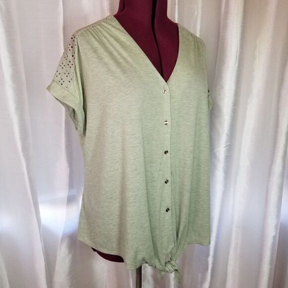 Per Seption Women Light Green Top (size 2X) - Picture 6 of 6